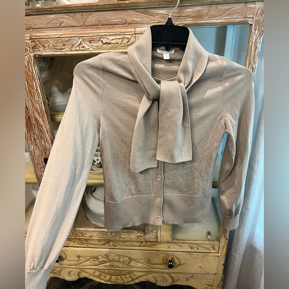 COS Tan Wool Button XS Down Sweater with Scarf Detail - Picture 5 of 6